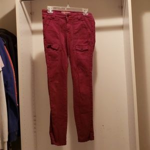 Maroon Jean's with lots of pockets